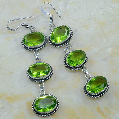 silver, peridot