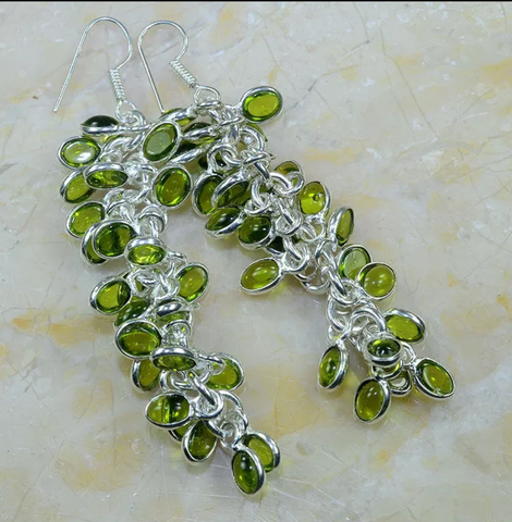 silver, peridot