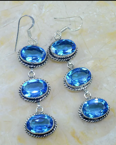 silver, blue topaz