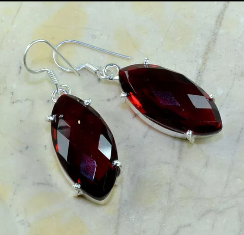 silver, red garnet