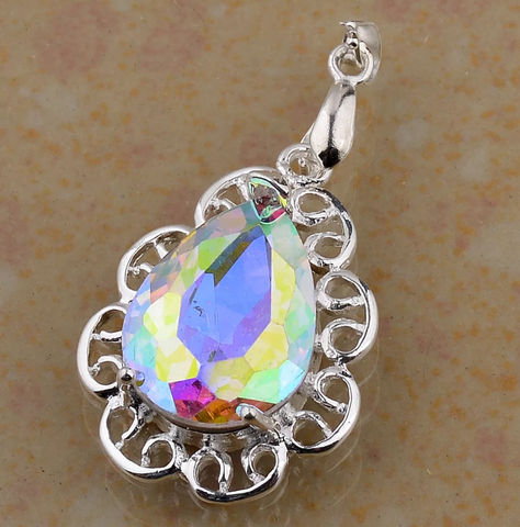 silver, rainbow topaz