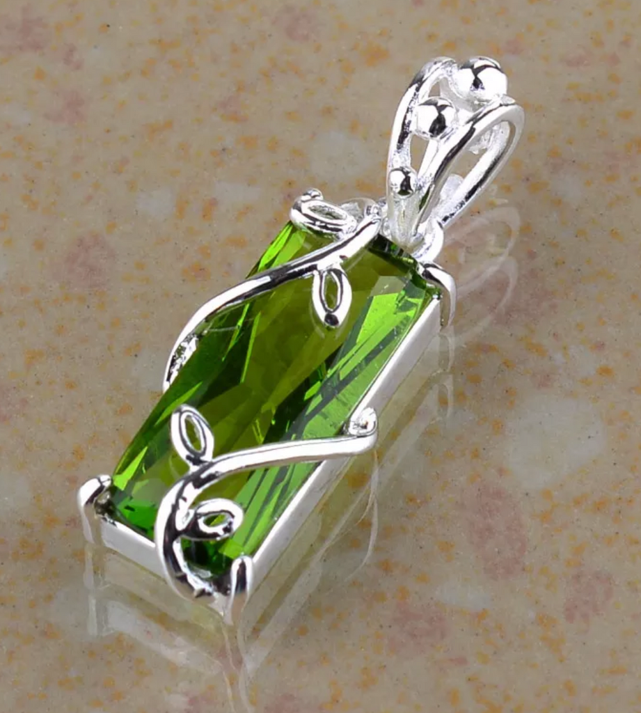 silver, peridot