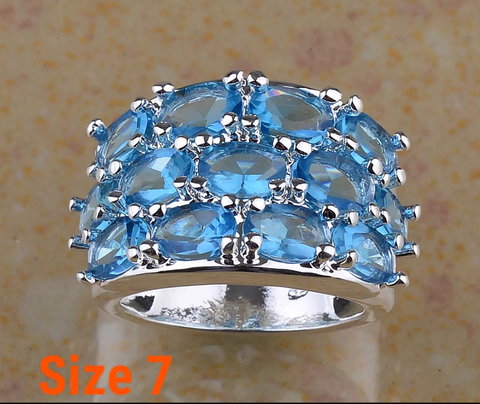 silver, blue topaz