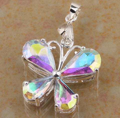 silver, rainbow topaz