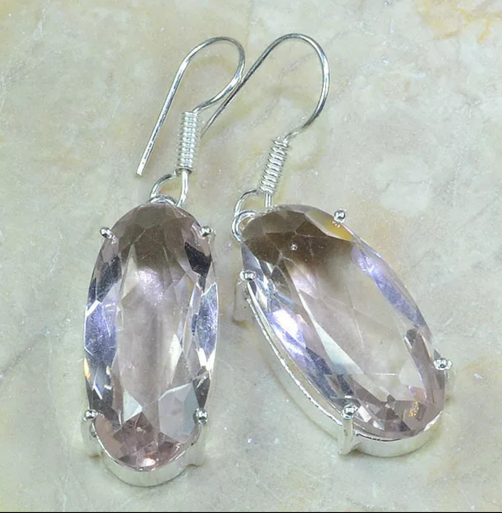 silver, peach quartz