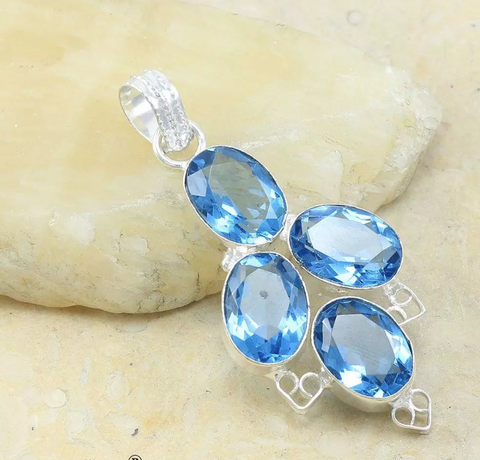 silver, blue topaz