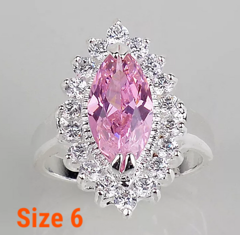 silver, pink topaz