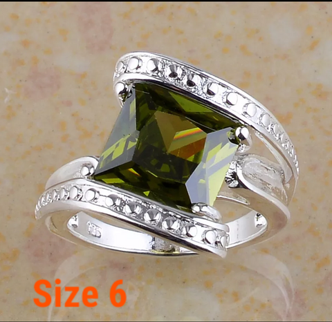 silver, peridot