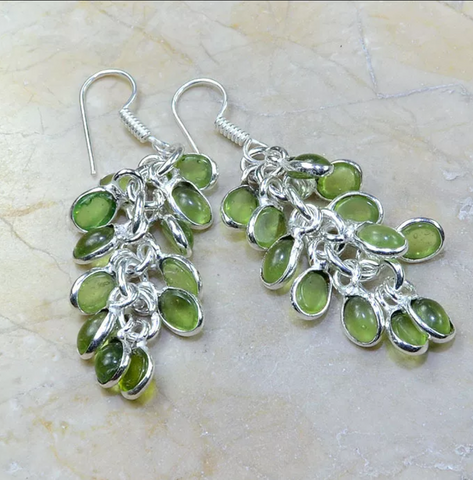 silver, peridot