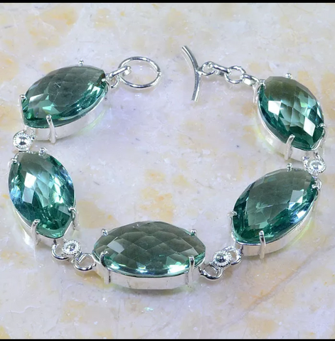 silver, green amethyst