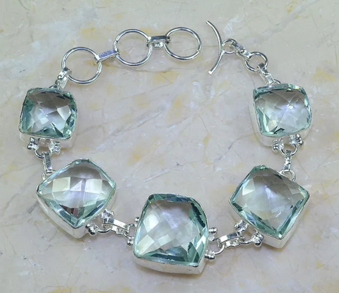 silver, green amethyst