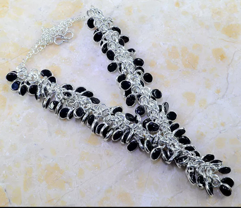 Silver, black onyx