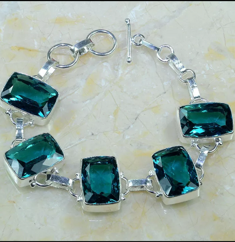 silver, green amethyst