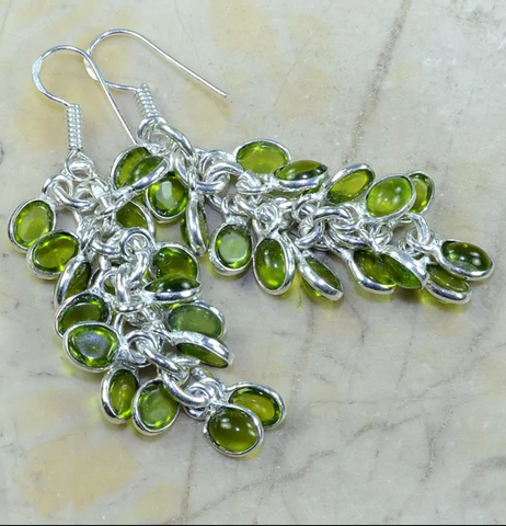 silver, peridot