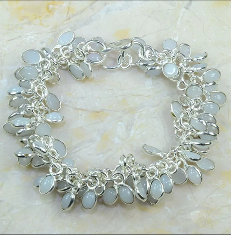 silver, white chalcedony