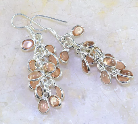 silver, peach quartz