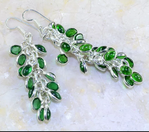 silver, green quartz