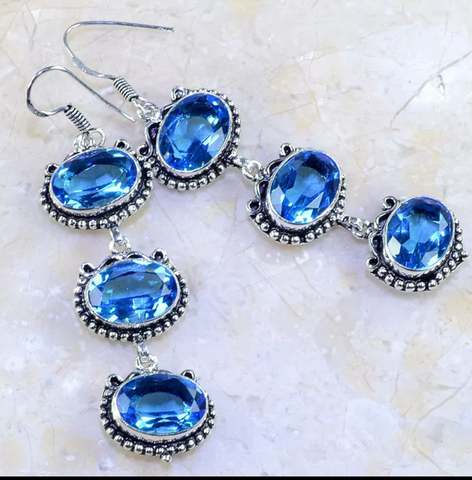 silver, blue topaz