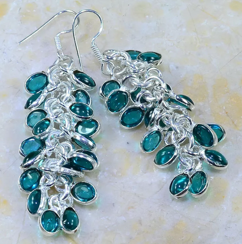 silver, green turquoise topaz