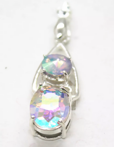 silver, rainbow topaz