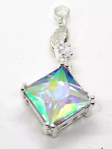 silver, rainbow topaz