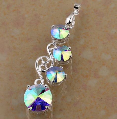 silver, rainbow topaz