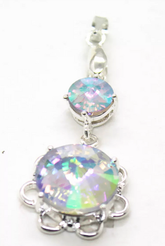 silver, rainbow topaz