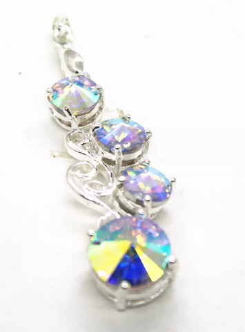 silver, rainbow topaz