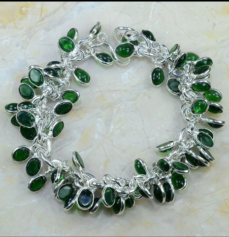 silver, green topaz