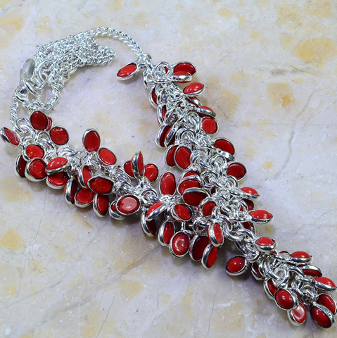 silver, red coral