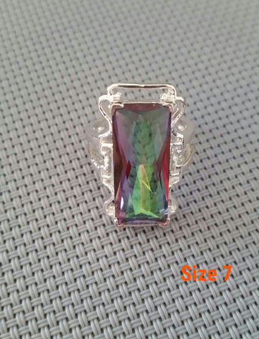 silver, rainbow topaz