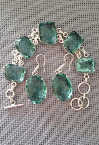 silver, green amethyst