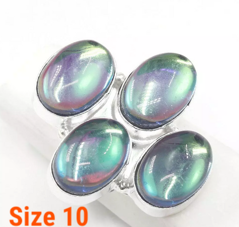 silver, rainbow topaz