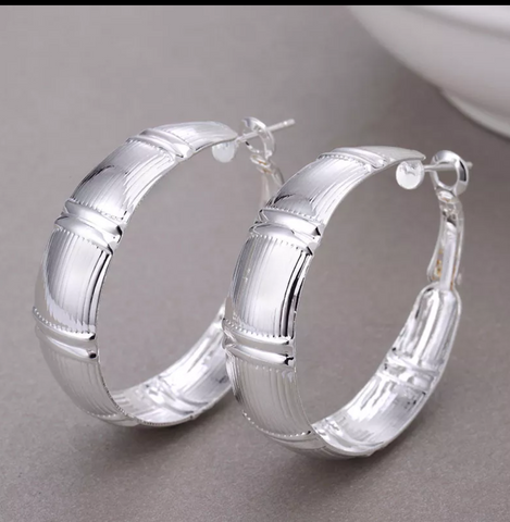 silver, hoops