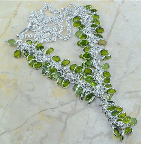 silver, peridot