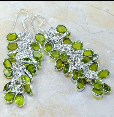 silver, peridot