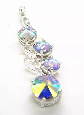 silver, rainbow topaz pendant