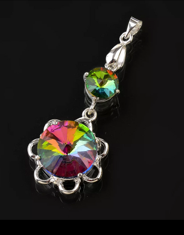 silver, rainbow topaz pendant