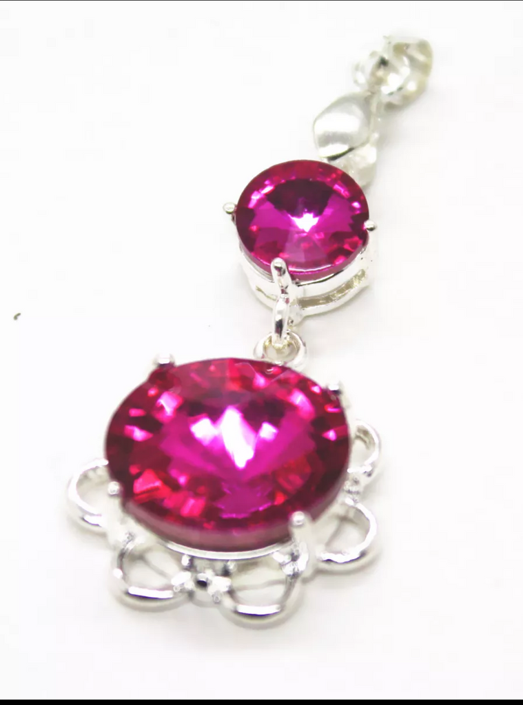 silver, pink tourmaline pendant