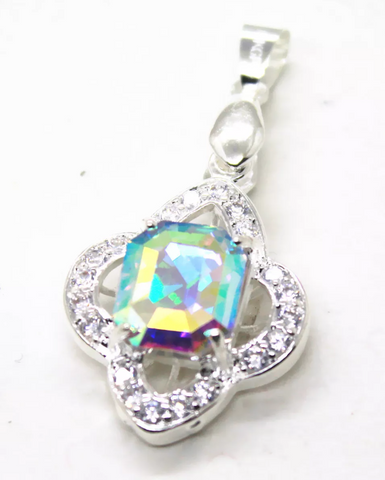 silver, rainbow topaz pendant