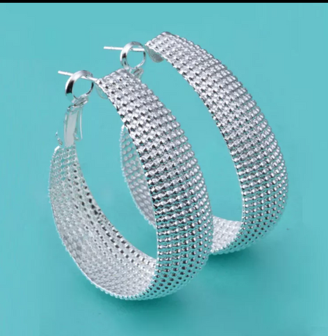 silver, hoops