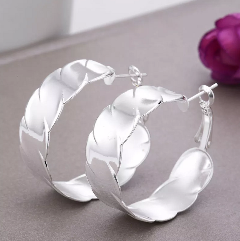 silver, hoops