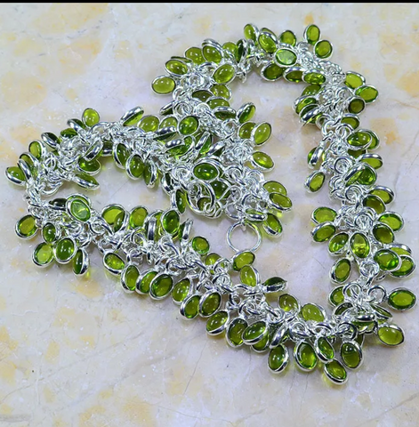 silver, peridot