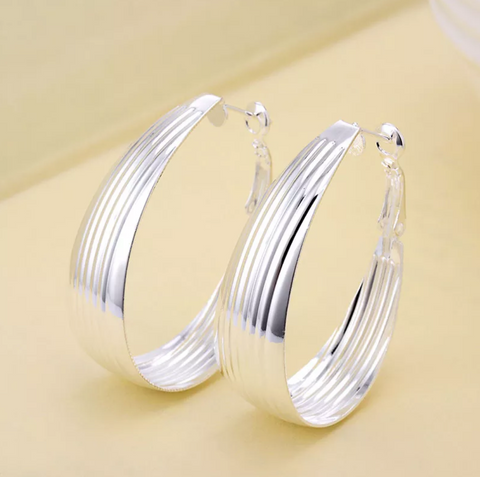 silver, hoops