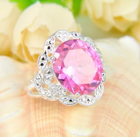 Silver, pink kunzite size 8