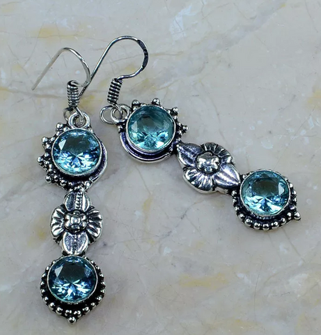 silver, blue topaz