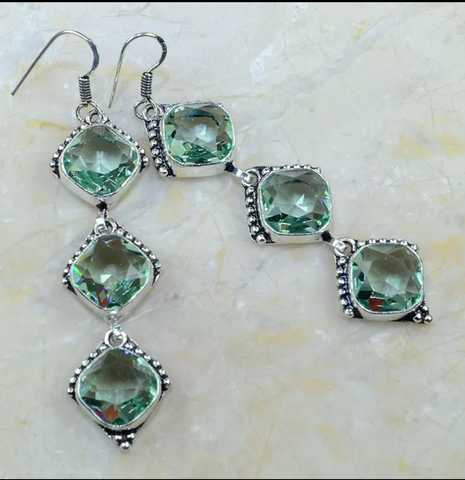 silver, green amethyst