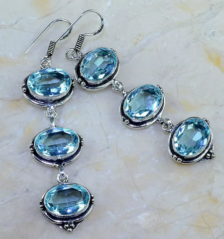 silver, blue topaz