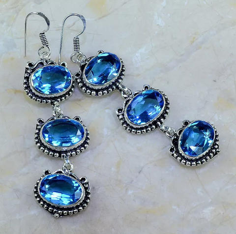 silver, blue topaz