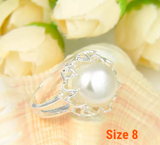 silver, pearl ring size 8